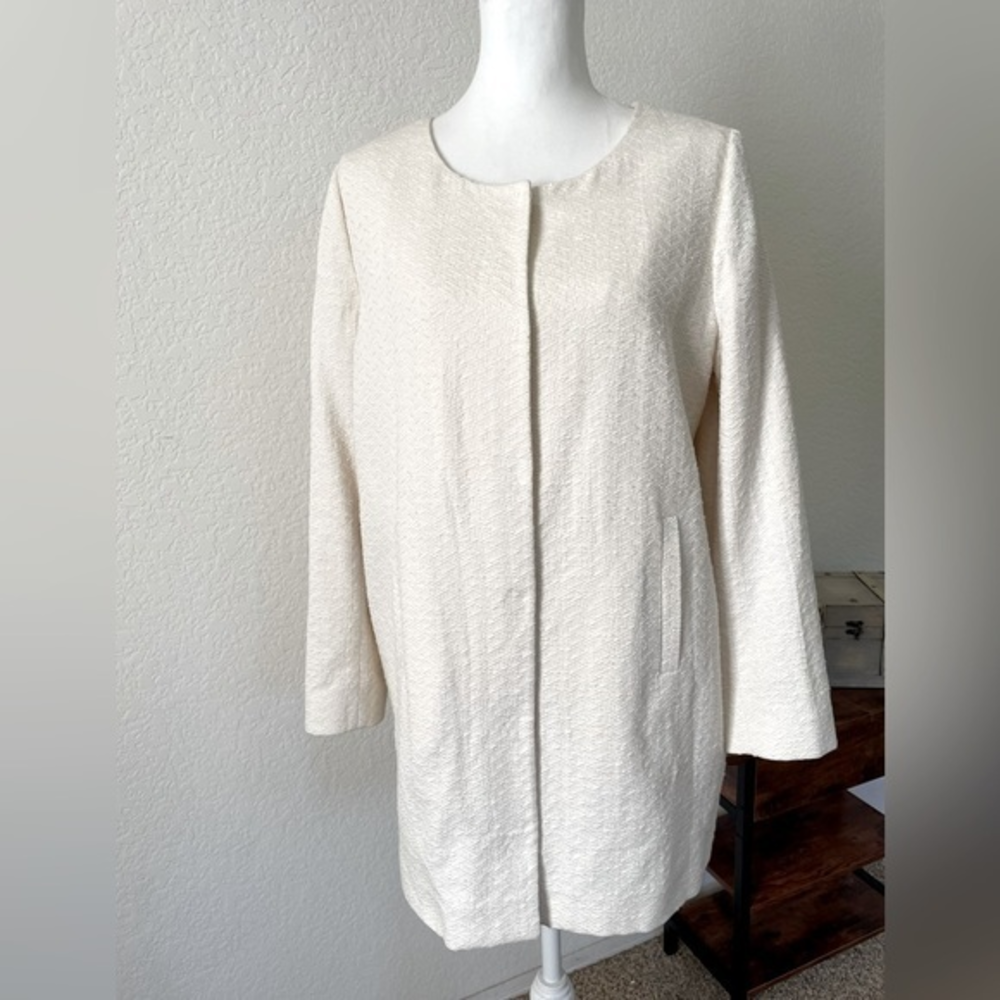 𝅺DES‎ Petits Hauts | Luxury Ecru duster coat.  size Large NWT